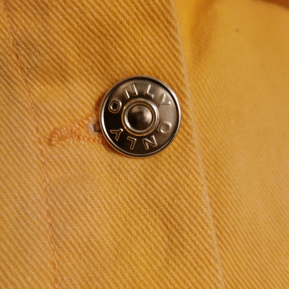 NWT Only Cut Out Dress M Denim Orange Closes with Metal Buttons in Front - Picture 3 of 13